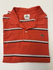 Lacoste Men  s Polo Shirt Short Sleeve Sz 6 /US XL Orange with Stripes Pre-owned