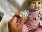 Unbranded Kids Pink White Overalls Porcelain Doll — photo 5