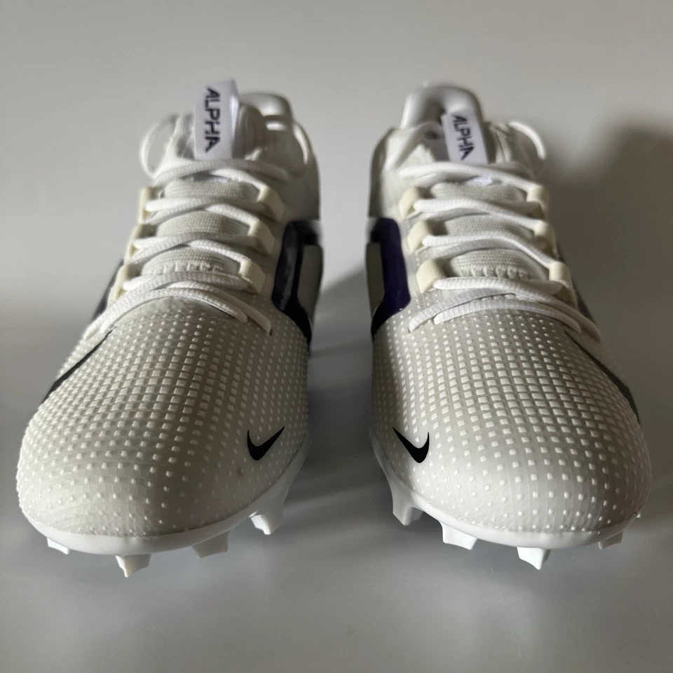 Nike Men's 12 Alpha Menace 4 Elite Football Cleats White/Purple FZ7701-102 NEW - Image 2 of 4