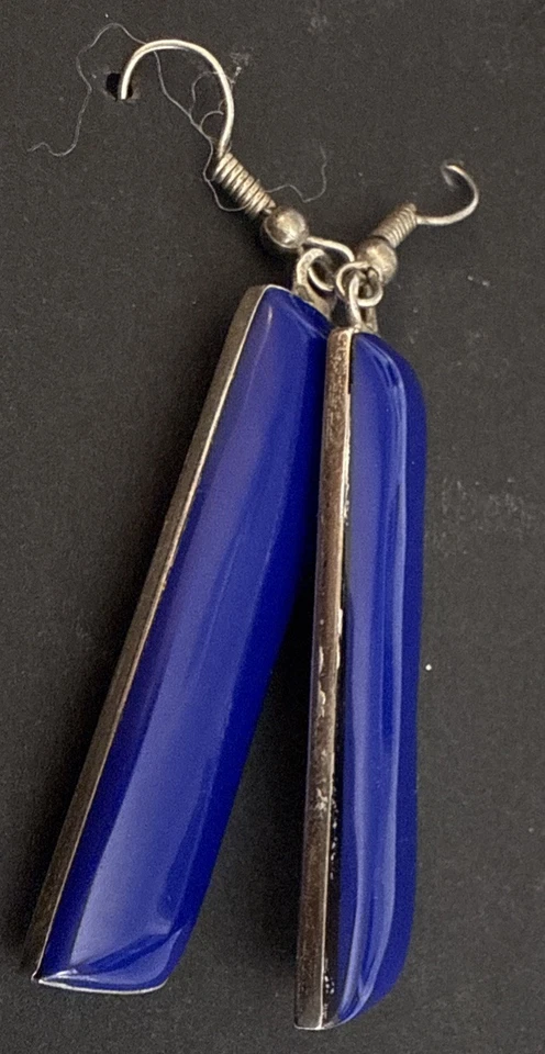 Прямоугольные квадратные серьги из стерлингового серебра 925 пробы с синим лазуритом с французскими проводами 2,5 - Изображение 4 из 4