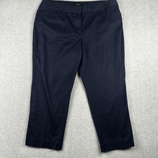 Talbots Pants Womens 14 Navy Blue Signature Cropped Stretch Chino Casual