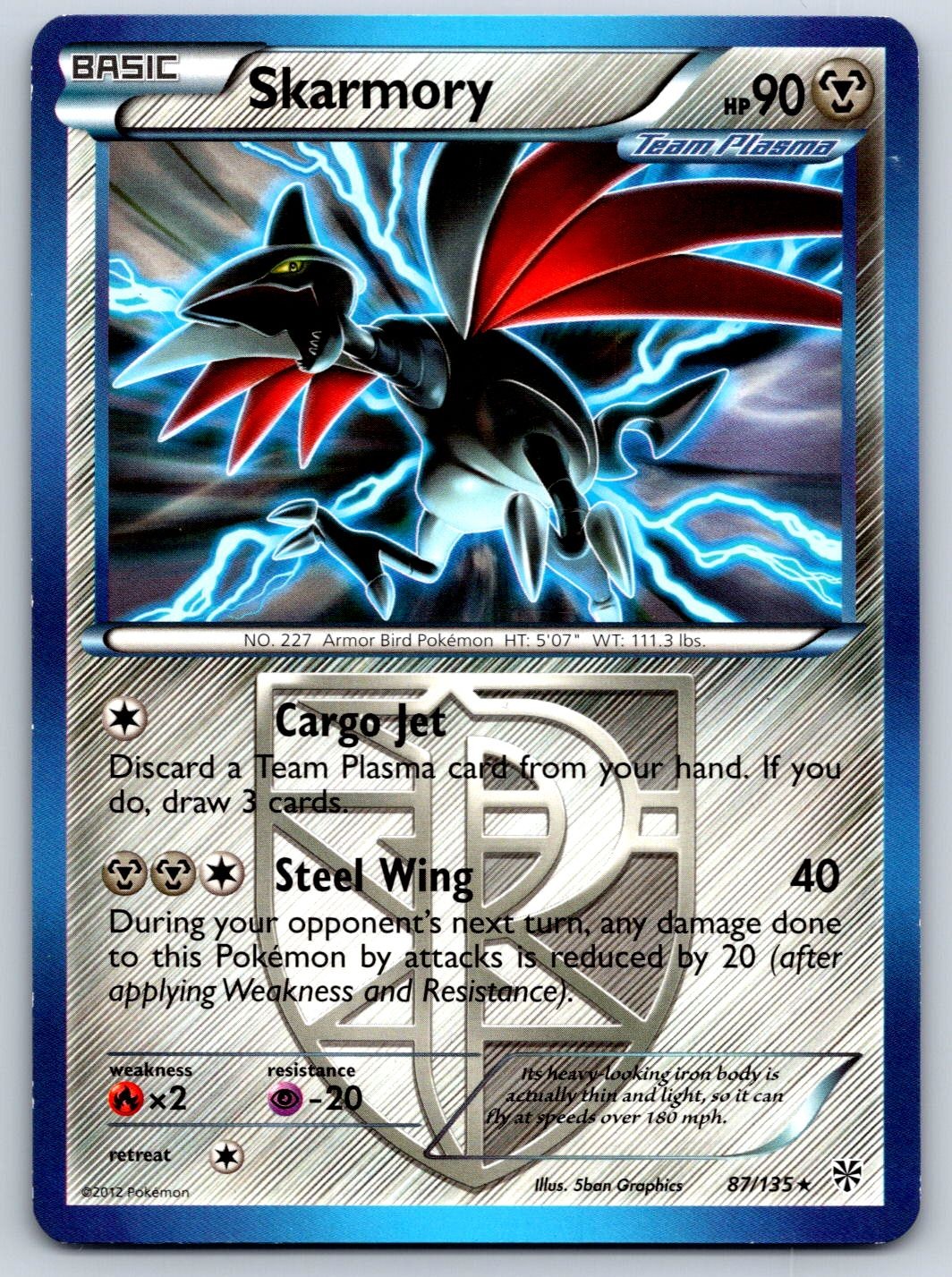 Skarmory Plasma Storm 87/135 Pokemon Card NM