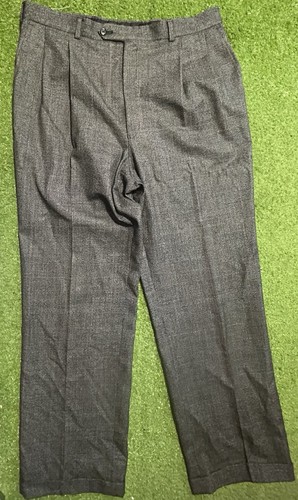Burberry, Burberry Dress Pants Mens 36x34 Grey Herringbone Pleated Vintage Micro-Check