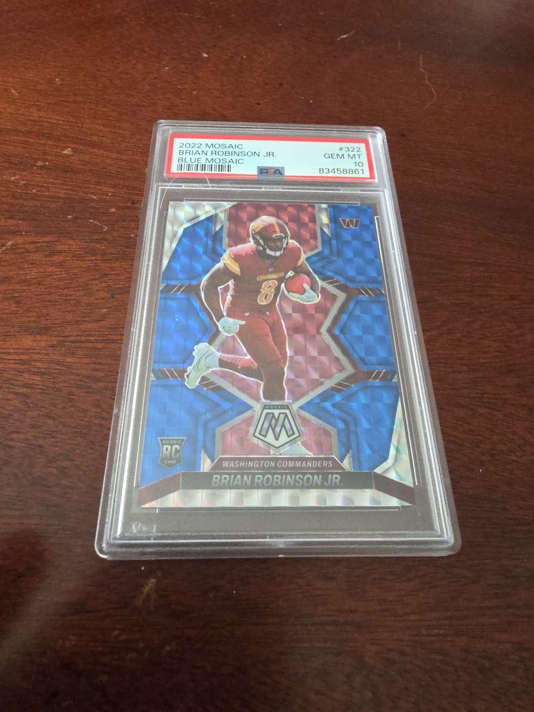 2022 Mosaic Rookies Brian Robinson Jr. #322 Blue Mosaic Prizm 57/99 PSA 10