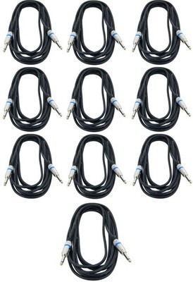 10 x 6 m PACCS Profi 6,3mm Klinke mono male Patch Audio Gitarren Kabel Gold Tip