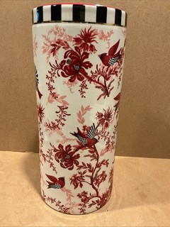Mackenzie Childs Cardinal Toile Tall Vase Preowned