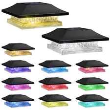 12 Pack Solar Post Cap Lights, Outdoor Fence Solar Powered Cap with 4 Lightin...
