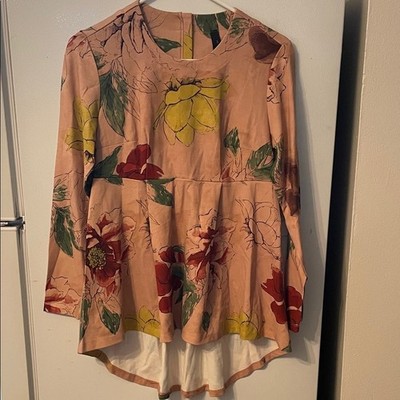 Melissa McCarthy Seven7 NWT Small Pink Floral Tunic Blouse