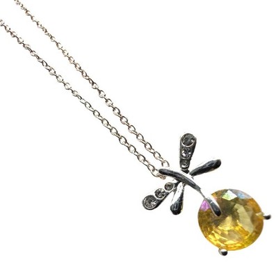 Dragonfly Necklace Silver tone Pendant SAQ womens Jewelry boho fairycore  insect