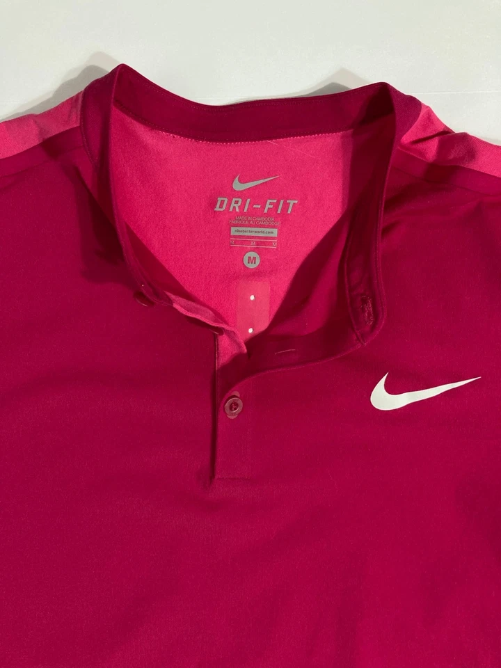 Nike Roger Federer RF Cincinnati 2015 Henley Tennis Polo Shirt M Pink 646110-607 - Image 3 of 4