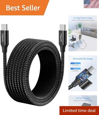 16ft Extra Long USB-C to USB-C Cable - 60W Fast Charge, Durable & Tangle-Free