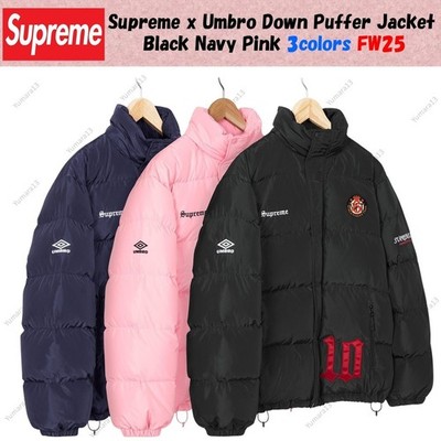 Supreme x Umbro Down Puffer Jacket Black Navy Pink 3colors FW25