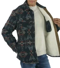 Jachs Men's Wool Blend Sherpa Lined Flannel Shirt Jacket Multi Color Sz Large 46