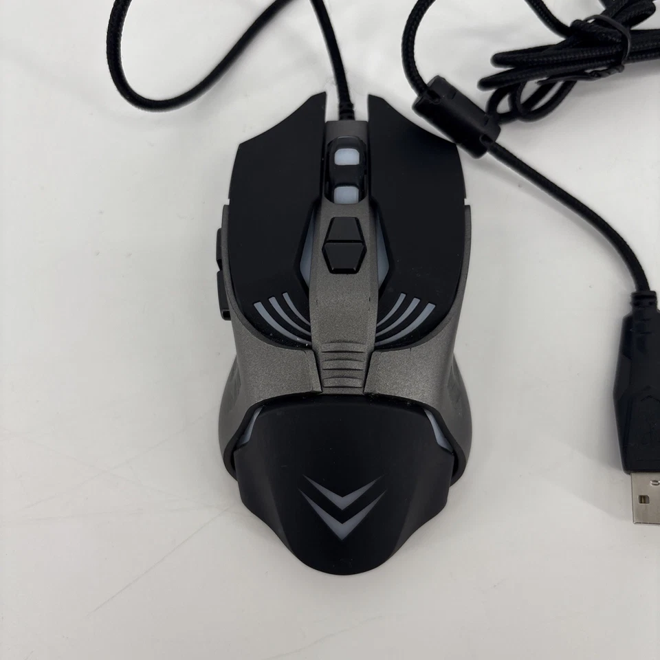 LED Gaming Mouse Model MU21007 USB Wired Black/Gray TESTED - Image 2 of 4