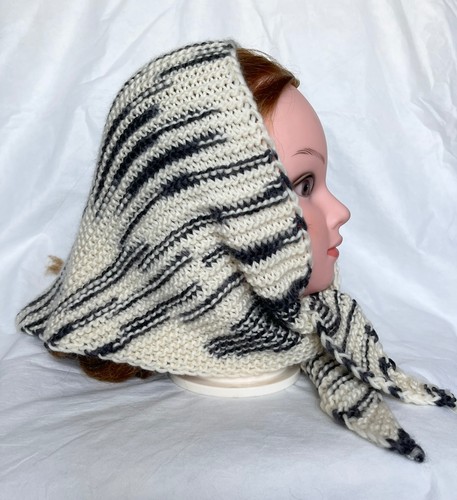 Strick KOPFTUCH weiß Schal Steppschal 100% Wolle Dreieckstuch Kapuze Scarf - Bild 2 von 5