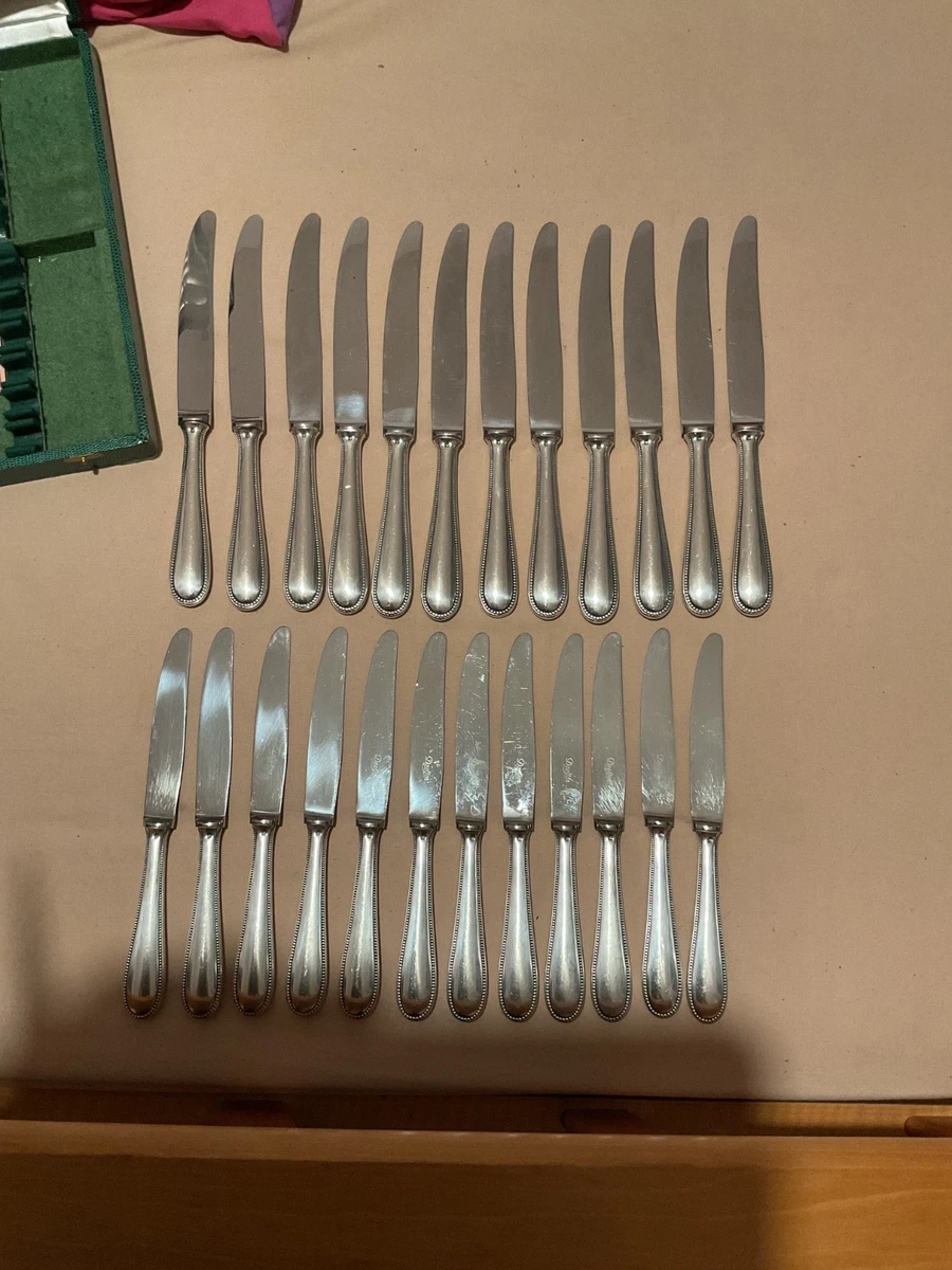 Écrin de 24 couteaux (12 table,12 entremet) metal argenté modèle Perles Deetjen