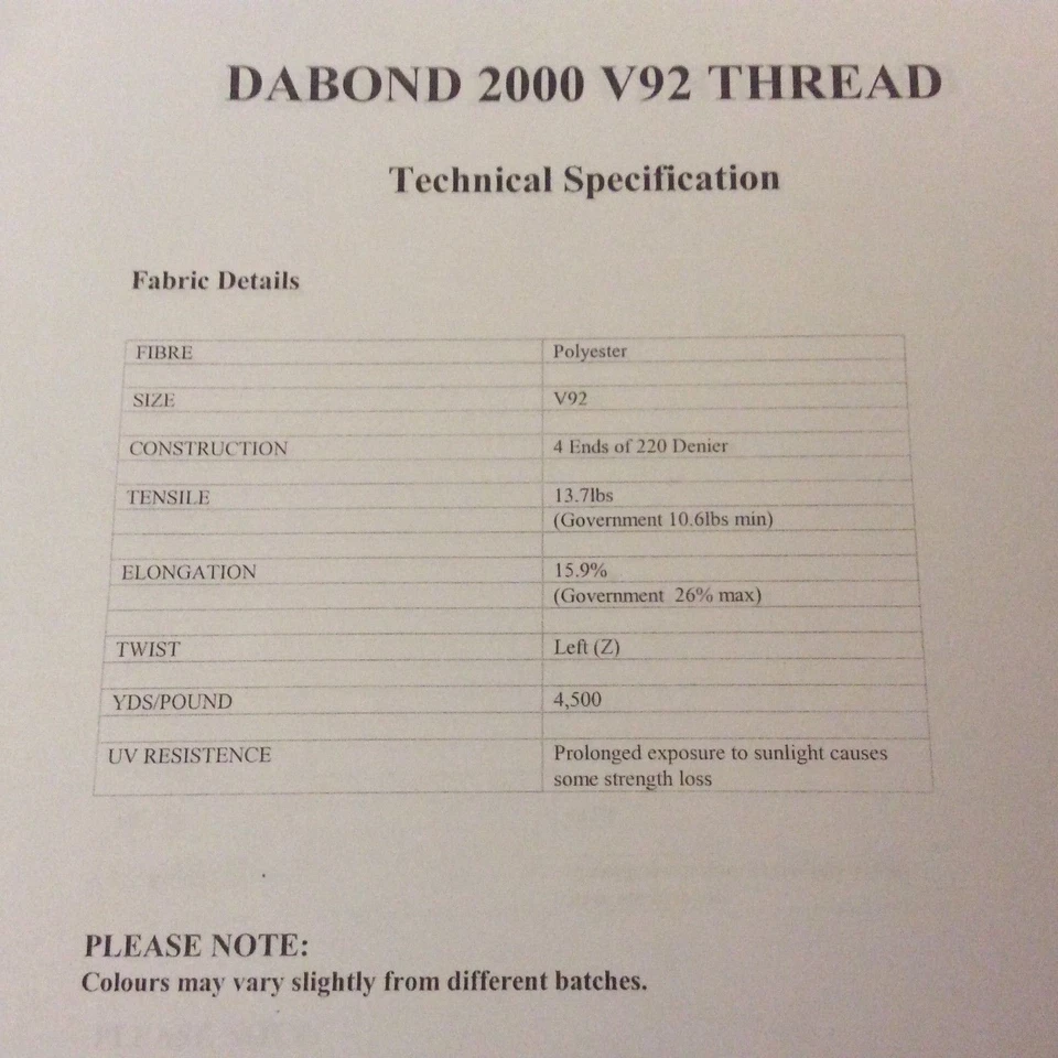 Bonded Polyester Thread Heavy Duty UV Resistant,V92 white Gazebos, tents - Image 3 of 3