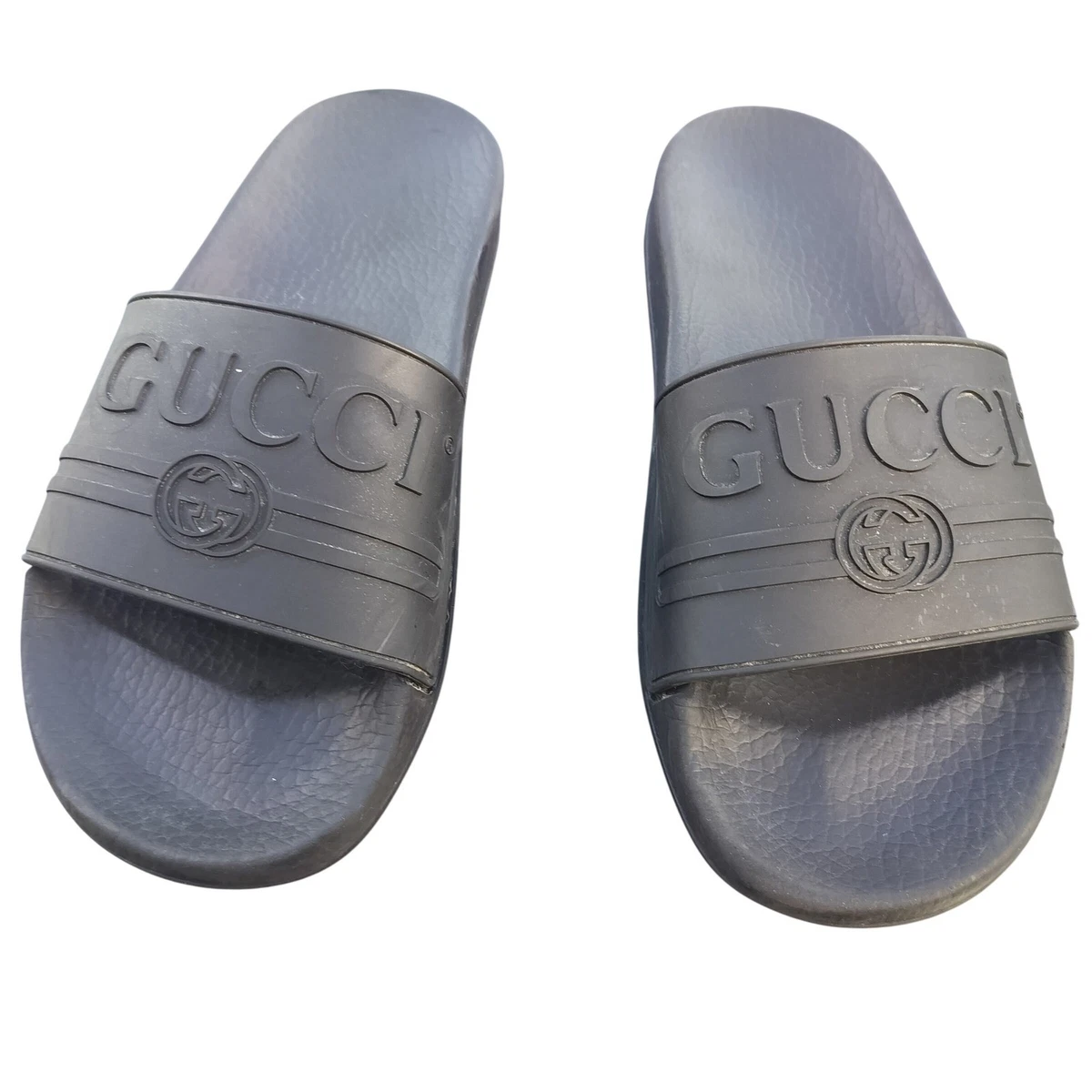 Gucci Men Gray and Black GG Monogram Slide Sandals GG Supreme Monogram Mens Slide Sandals 12 | Mercari main image 2