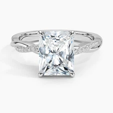 2.00 Ct Radiant Cut E VS1 Twisted Vine Lab Grown Diamond Ring in 14K White Gold