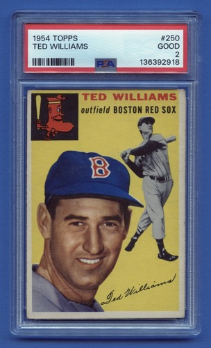 1954 TED WILLIAMS PSA 2 GOOD TOPPS HOF BOSTON RED SOX COLOR VINTAGE (#250) RZC