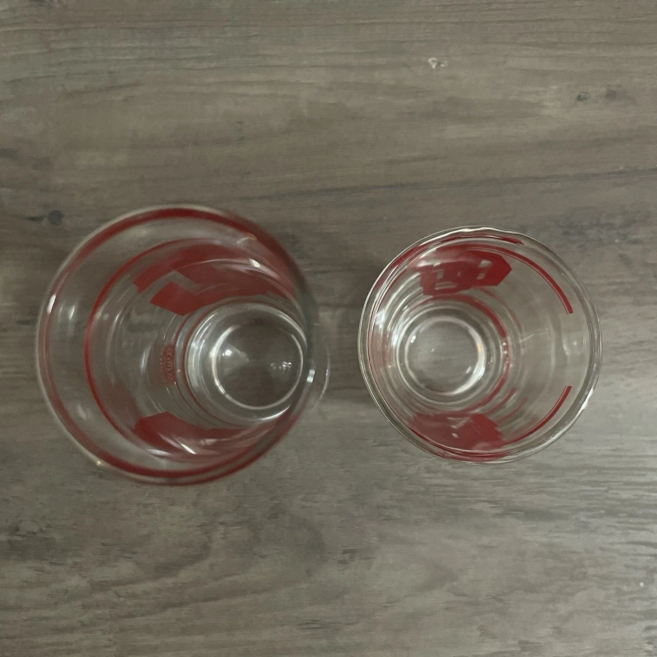 (2) Gafas de chupito Sooners de la Universidad de Oklahoma altas para estudiantes cortas y altas Foto 2 de 3