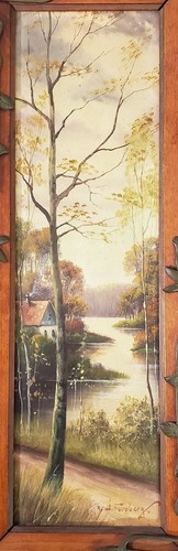 Antique German Porcelain Plaque Forsberg Landscape Painting in Art Nouveau Frame - Bild 2 von 19