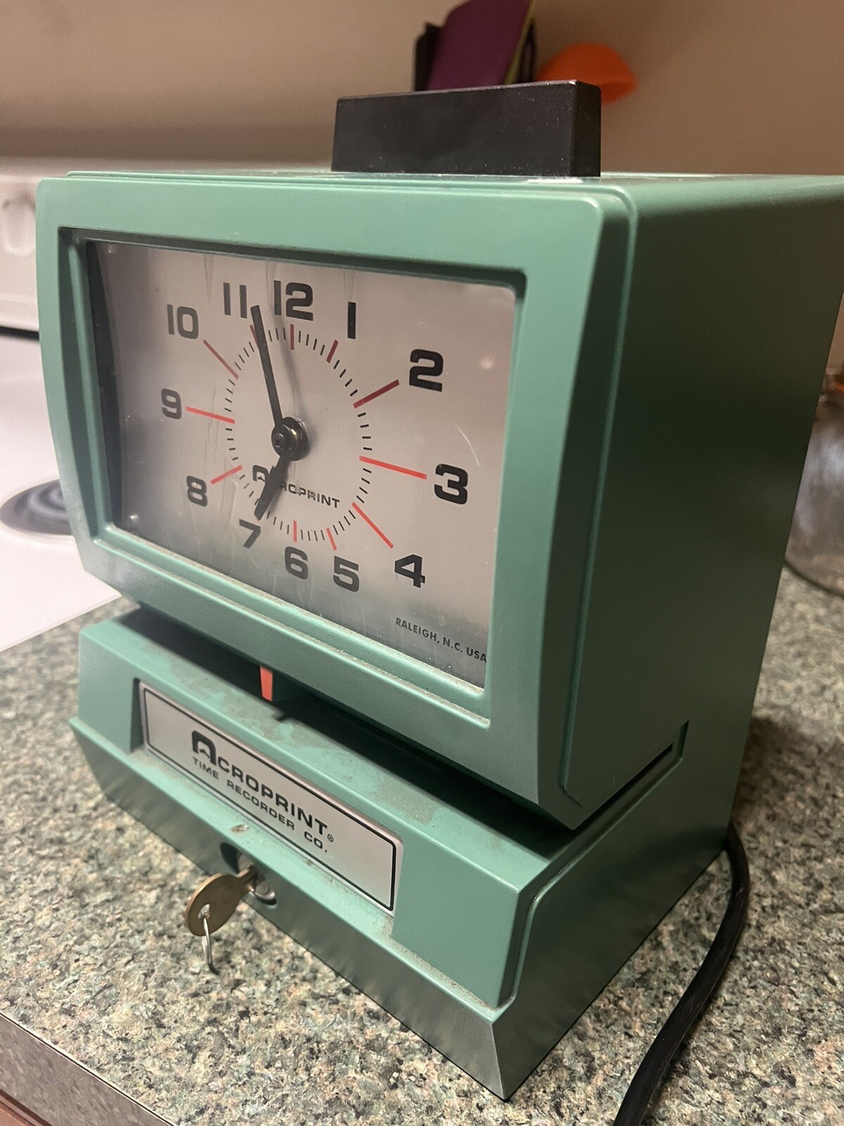 Acroprint Time Recorder Machine Clock With Key Vintage Tested With Time