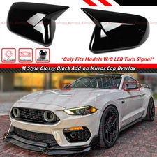 For 2015-23 Ford Mustang M Style Gloss Black Side View Mirror Caps W/O LED Light