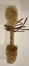 Indian Chief Wesget Sipu Mi'kmaq Micmac Tribal Nation Native Fur Rattle Staff