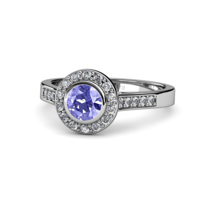 Tanzanite and Diamond Halo Engagement Ring ctw in 14K Gold JP:54004 