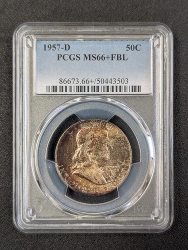 1957-D Franklin Half Dollar 50C NGC MS66+ (Plus) FBL High Grade TONER!!