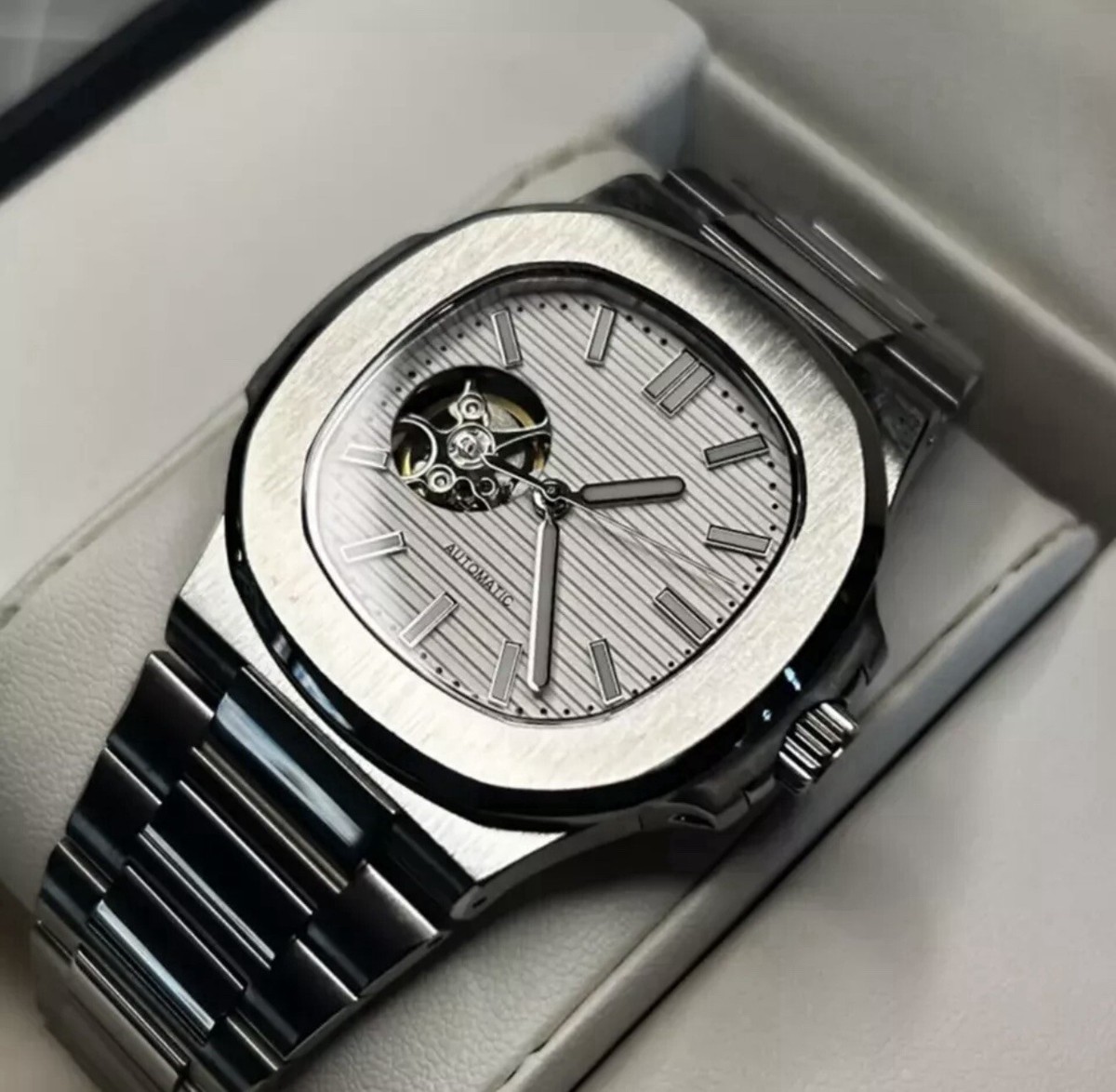 Custom 40mm Steel “Jumbo” White Open Heart Mod Watch w/ NH38 