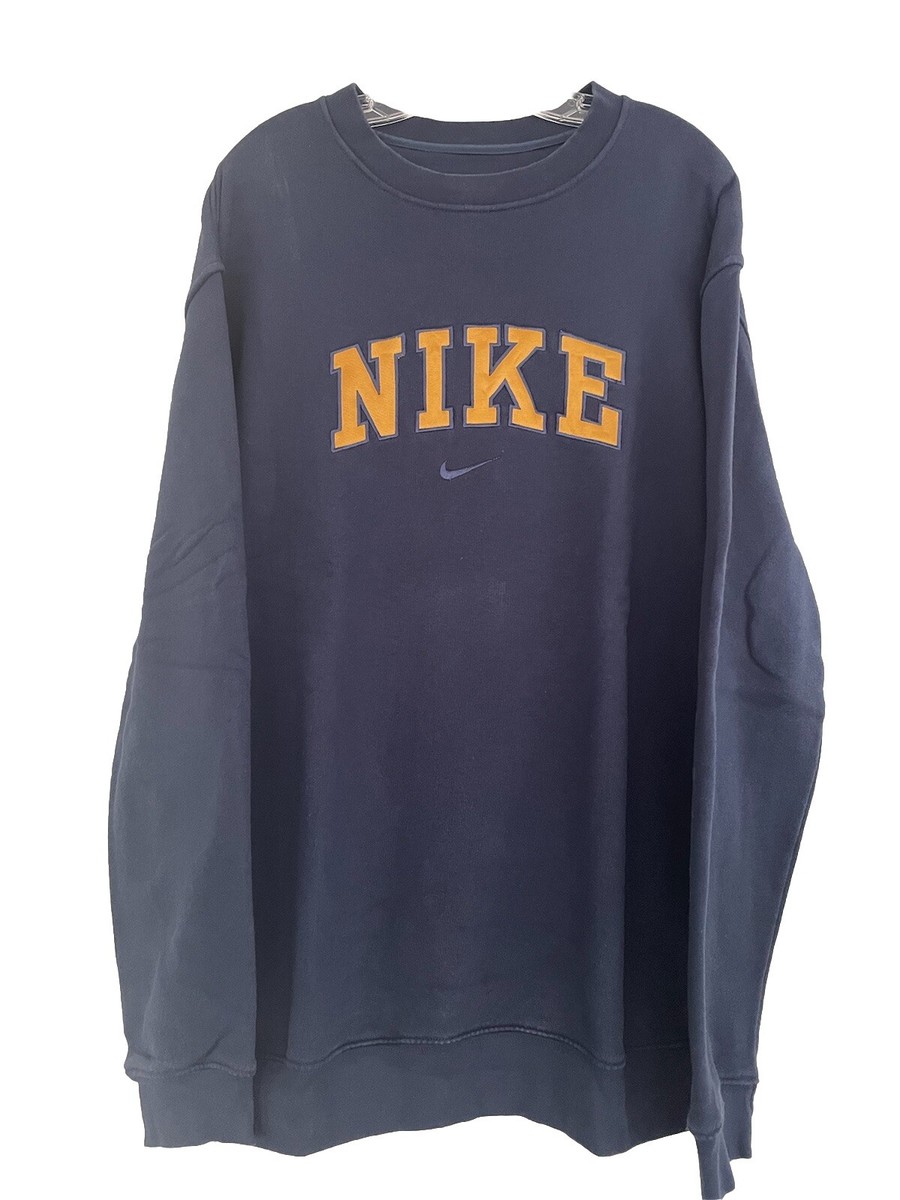 トップス Nike 90s vintage Sweatshirt Vintage 90s Nike Men's XL Spellout Embroidered Sweatshirt Blue