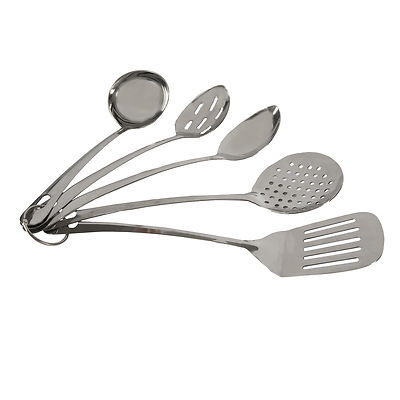 COOK with COLOR 5 Piece Aqua Nylon Cooking Utensil Set on a Ring with Gold Metal Stainless Steel Rounded Handles COOK with COLOR 5 Piece Aqua Nylon Cooking Utensil Set on a Ring with Gold Metal Stainless Steel Rounded Handles