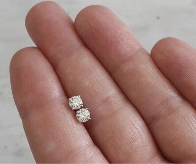 1.00 Ct Round Cut VVS1/D Lab Created Stud Earrings 14k White Gold 6mm Push Back