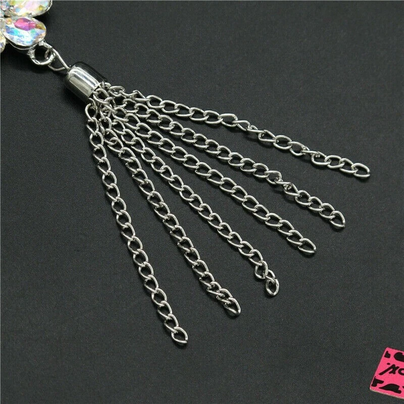Collar Betsey Johnson enchapado en plata ""DOBLE MARGARITA"" con cadena de caja plateada Foto 3 de 4