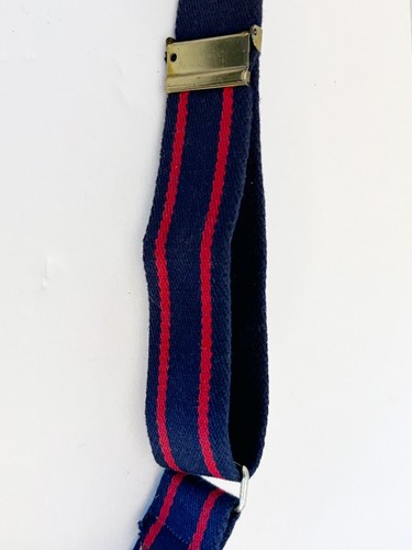 Vintage Military? Belt With Brass Buckle Goose Blue Enamel Adjustable - Picture 4 of 6