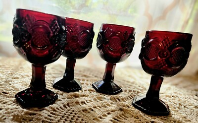 Avon Cape Cod Ruby Red Small Glassware Set of 4; 5.25