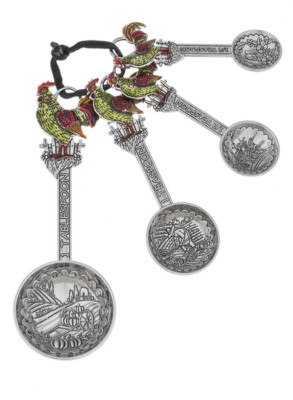 GANZ Measuring Spoons Color Rooster 4pc ER32712 Easy to Gift Wrap in Box