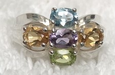 Sterling Silver 925 Multi Gemstone Ring
