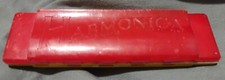 VINTAGE 1960s PLASTIC HARMONICA RED YELLOW RARE