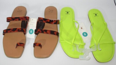 A New Day Marilyn Women's Slide Sandals Tortoise Print, Toe Loop Size 8