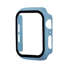 Hard PC Bumper Case w/ Tempered Glass for Apple Watch 41mm Series 7 LIGHT BLUE