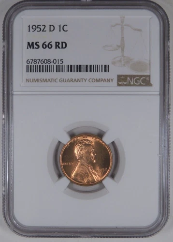 1952-D 1C NGC MS 66 RD Lincoln Wheat Cent [015]