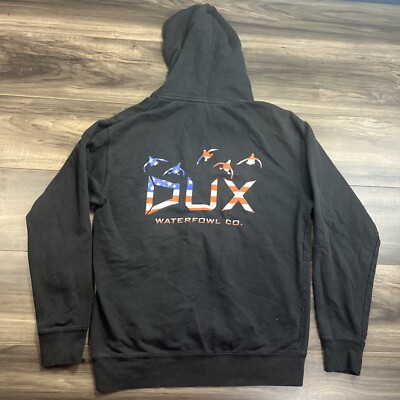 DUX Waterfowl Sweatshirt Mens Medium Black Hoodie USA