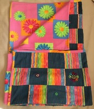 Handmade Patchwork Quilt Cotton Fleece Throw Blanket Boho Flower 44 x 62 Girl