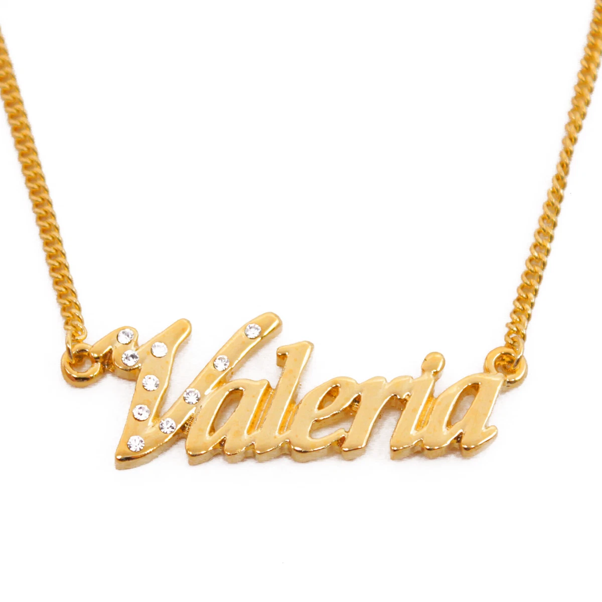Name necklace with rhinestones deals