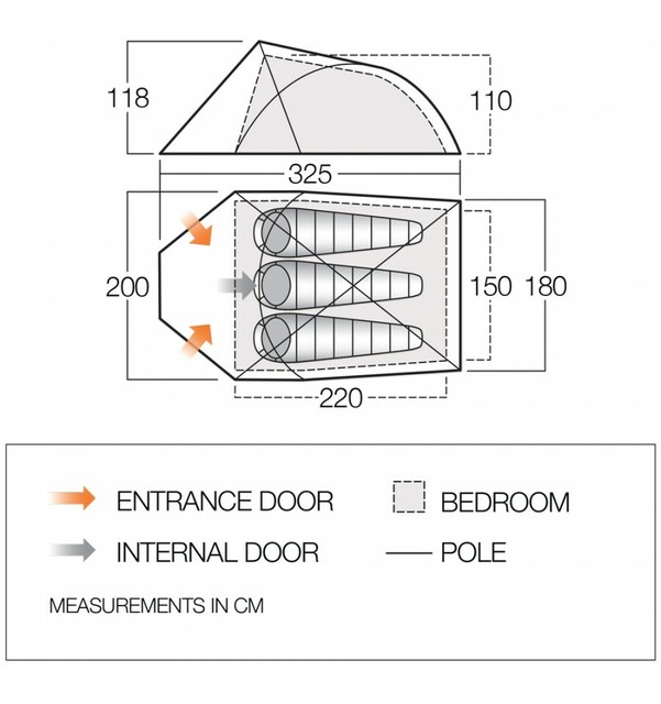Vango Helvellyn 300 Lightweight 3 Person Backpacking Tent 