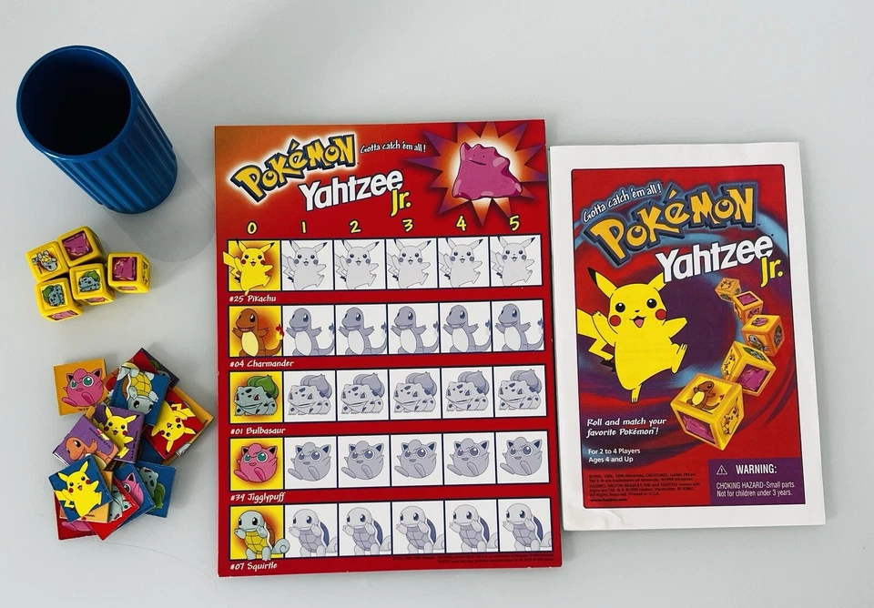 Vintage POKEMON Yahtzee Jr. Milton Bradley 1999 Board Game CIB - Image 3 of 3