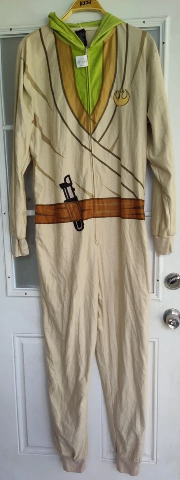 STAR WARS YODA Hombres Pequeño/Mediano Beige Una Pieza Disfraz Con Capucha Body Traje NUEVO Foto 2 de 4